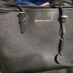 Michael Kors Black Briefcase with Gold-Tone Hardware